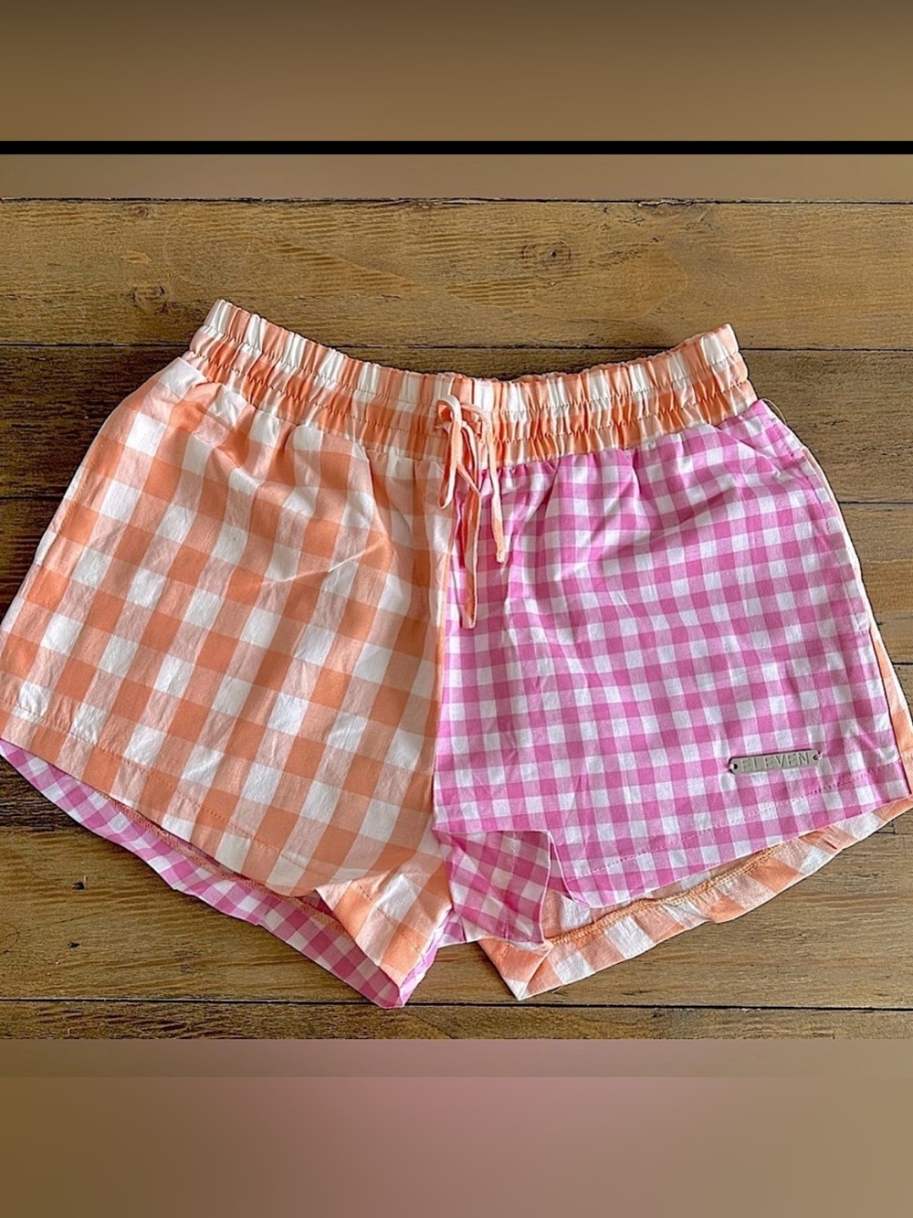 ELEVEN by Venus Williams Pink and Orange Checkered Boxer Shorts w/pockets XS - Picture 3 of 9